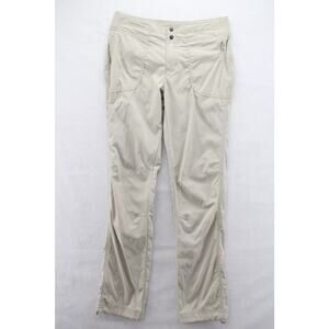 Athleta Trekkie Hiking Walking Pants Womens 2 Beige Zip Pockets Camping Outdoors